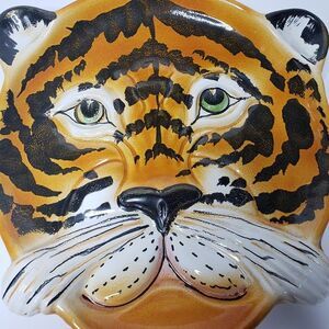 RARE Vintage Italian Rosenthal Netter Ceramic Tiger Plate Ashtray MCM
